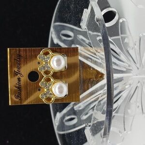 Mouse ears goldtone stud earrings New #4